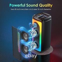 Portable Karoke Speaker System Dual 8 Dj Light Outdoor Party High Sound Speaker