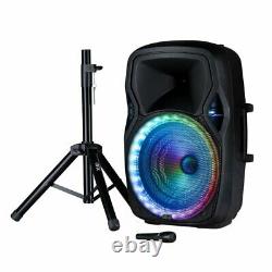 Portable Loud Speaker Bluetooth Party 15 Inch Wireless Microphone, Stand