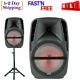 Portable Loud Speaker Bluetooth Party 15 Inch Wireless Microphone & Stand New