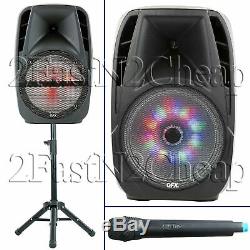Portable Loud Speaker Bluetooth Party 7,500W 15 Inch Wireless Microphone & Stand