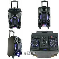 Portable Party Speaker Rechargeable Bluetooth FM Radio USB Karaoke LED Speakers