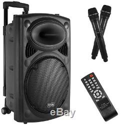 Portable Rechargeable Karaoke Bluetooth Party Speaker with 2 MIC FM-Radio USB/SD