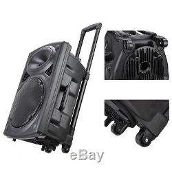 Portable Rolling 12 Powered DJ Party PA Speaker with Bluetooth USB Remote Control