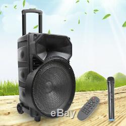 Portable Rolling 15 DJ Karaoke Party Bluetooth PA Speaker System withWireless Mic