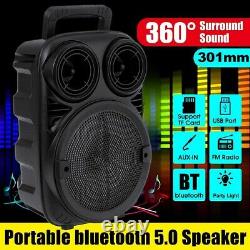 Portable Wireless Bluetooth Speaker Mic Soundbar Subwoofer With Party Ligh PC FM