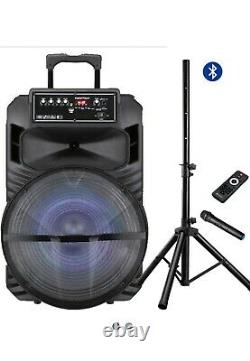 Portable party speaker wireless mic stand speaker big sound 15 inch subwoofer