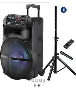Portable party speaker wireless mic stand speaker big sound 15 inch subwoofer