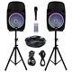 Powered 12 Inch Pa Dj Karaoke Party Speaker System With Stands Bluetooth, Led