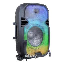 Pro 15 Portable Bluetooth Bass Outdoor Party Speaker w LED Lights & Microphone
