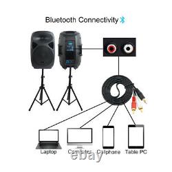 Pro PA Powered Active Speakers Bluetooth Dual Adjustable Stands Wired Mic Party