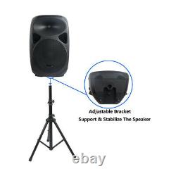 Pro PA Powered Active Speakers Bluetooth Dual Adjustable Stands Wired Mic Party