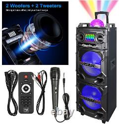 Protable Party Bluetooth Speaker System 4000W Dual 10 HIFI Subwoofer Mic Remote