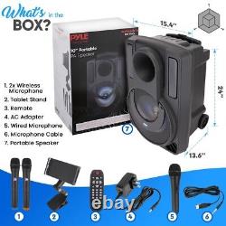 Pyle 12 Bluetooth Portable PA Speaker & Karaoke Party Audio Speaker with 2 Mics