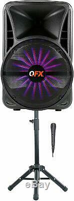 QFX 12 Bluetooth FM Smart App Party Speaker PBX-12SM PA Wireless Mic Stand