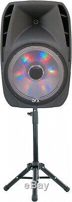 QFX 15 Portable Bluetooth Party Loudspeaker With Wireless Microphone And Stand