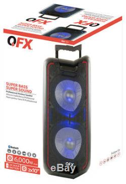 QFX 2x10 Portable Party Speaker Battery Powered Bluetooth FM Radio-USB/SD/TF