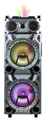 QFX Dual 12 Woofer Portable Bluetooth Party Speaker Disco & Party LED Lights