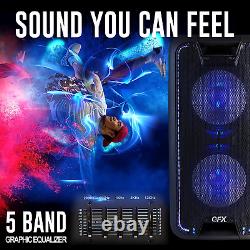QFX PBX-100 Portable Rechargeable Bluetooth Speaker with LED Party Lights, Dual
