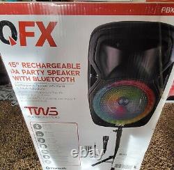 QFX PBX-61162 15 Portable Bluetooth Party Loudspeaker WithWireless Microphone &