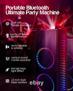 Qaise-12000 Watts Peak Power High-End Rechargeable Bluetooth Party Speaker Karao