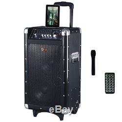 Qfx Portable Battery Powered Dj Pa Bluetooth Party Speaker With Fm Radio Black