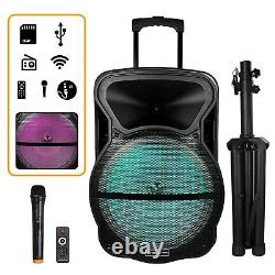 RECONDITIONED Trexonic 15 Portable Bluetooth PA DJ Party Speaker w Tripod & Mic