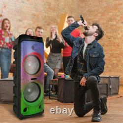 RGB Portable Bluetooth PA Speaker Subwoofer Heavy Bass Sound System Party with Mic