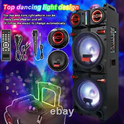 Rechargable 4,500W Bluetooth Speaker Dual 10 Woofer Party FM Karaok DJ LED AUX