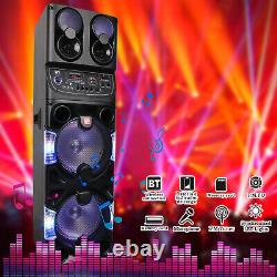 Rechargable Dual 10 Woofer Tweeter Bluetooth Speaker Party FM Karaok DJ LED AUX