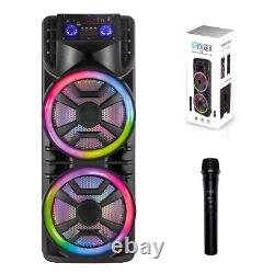 Rechargeable Bluetooth 12inch Double Subwoofer Portable Party Speaker with LED Mic