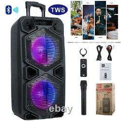 Rechargeable Dual 10'' BT Bass Party Speaker LED FM AUX TF withMIC Remote Portable