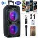 Rechargeable Dual 10'' Bt Bass Party Speaker Led Fm Aux Tf Withmic Remote Portable