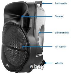 Reconditioned beFree 18 Portable Bluetooth PA DJ Party Speaker w Lights Mic USB