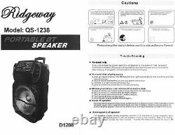 Ridgeway 15 Rechargeable Bluetooth Party DJ Speaker Multi-Lights PA Speaker