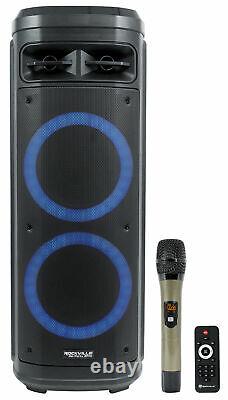 Rockville Go Party ZR10 Dual 10 Portable Bluetooth Speaker withLED+UHF Microphone