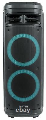 Rockville Go Party ZR10 Dual 10 Portable Bluetooth Speaker withLED+UHF Microphone