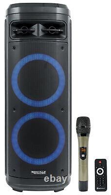 Rockville Go Party ZR10 Dual 10 Portable Wireless LED Bluetooth Speaker+UHF Mic