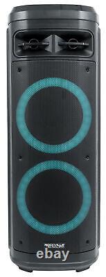 Rockville Go Party ZR10 Dual 10 Portable Wireless LED Bluetooth Speaker+UHF Mic