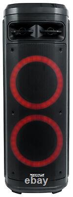 Rockville Go Party ZR10 Dual 10 Portable Wireless LED Bluetooth Speaker+UHF Mic