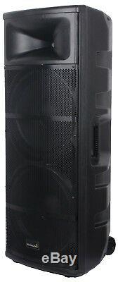 STARAUDIO 5000W Dual 15 DJ Stage Powered PA Party Bluetooth Speaker 2CH VHF Mic