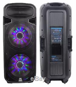 STARAUDIO Dual 15 4500W Powered Bluetooth Party DJ PA Speaker With LED Light Mics