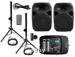 STARAUDIO Pair 10 1500 Watt DJ PA Party Speakers w Bluetooth Power Mixer Stand