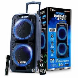 SonicBoomer X-BASS Portable Bluetooth Party Speaker, Dual 10 woofers with Light
