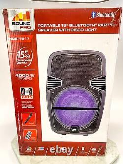 Sound Pro Portable 15 Bluetooth Party Speaker With Disco Light NDS-1517 Sealed