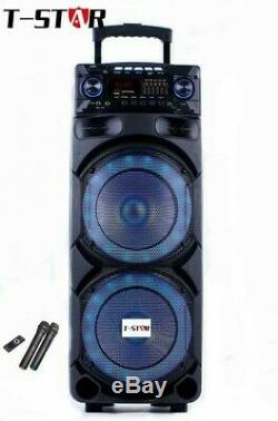T-STAR Dual 10 DJ Party Bluetooth Speaker Portable System +2 Wireless Mic+TWS