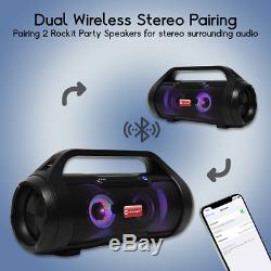 True Wireless Speakers Bluetooth Portable Boombox TWS FM Radio USB AUX SD PC TV
