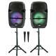 Twin 8-in Wireless House Party Speakers Bundle With Stands And Two Micro