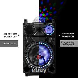 12 Bluetooth Portable Party Pa Dj Speaker Woofer Stereo Led Lights MIC Aux Fm