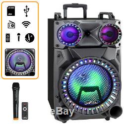 12 Portable Bluetooth Pa Dj Party Speaker Lumières Batterie Rechargeable Usb MIC