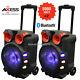 2 Axess Pabt6056 Bluetooth Chariot Pa Haut-parleur Party Lights Led 5000 Watt 12 Fm